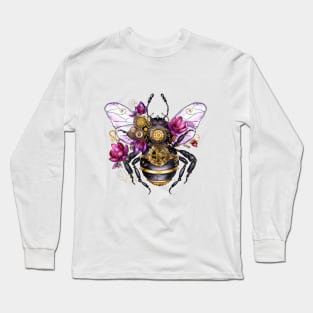 Purple and Pink Steampunk Bee Long Sleeve T-Shirt